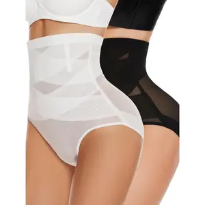 2 Pairs Cross Detail High Waist Shapewear Panties, Abdominal Control Slimming Shaper, Women's Underwear and Shapewear