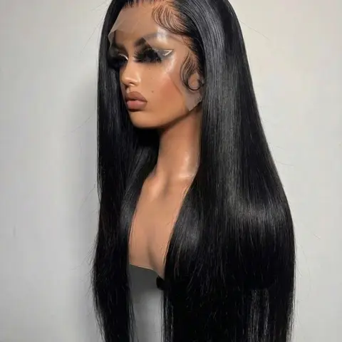 Bone Straight Wig 13X6 Lace Front Human Hair Wigs For Women 13X4 Transparent Lace 36‑38 Inch 180% Density Pre‑Plucked Natural Hairline Smooth Human Hair Wig