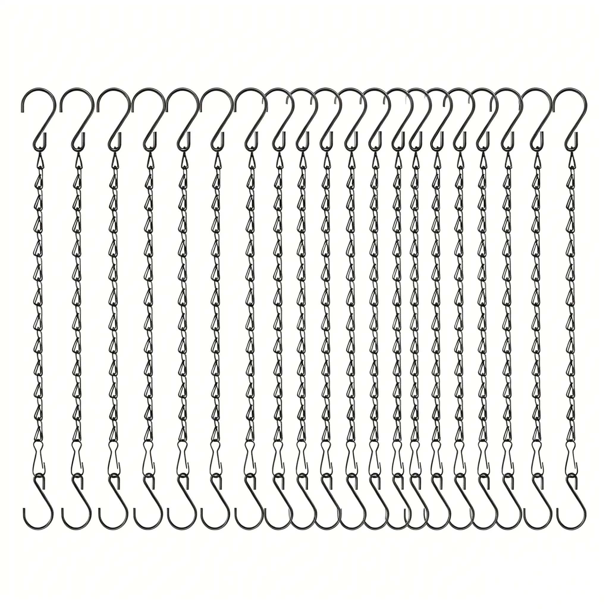 Hanging Chain with S Hooks, 20 Pack Coated Metal, Multi-Purpose Utility Chain for Plant Pot, Bird Feeder, Wind Chime, Light Fixture