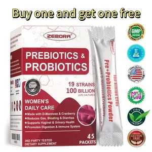 ZEBORA Probiotics-for-Women& man 100-Billion-CFUs with Prebiotics, D-Mannose & Cranberry, 45 Packets Edible Fitness Healthcare Supplement Odor Control, pH Balance & Daily Feminine Health Support Odor Control, pH Balance