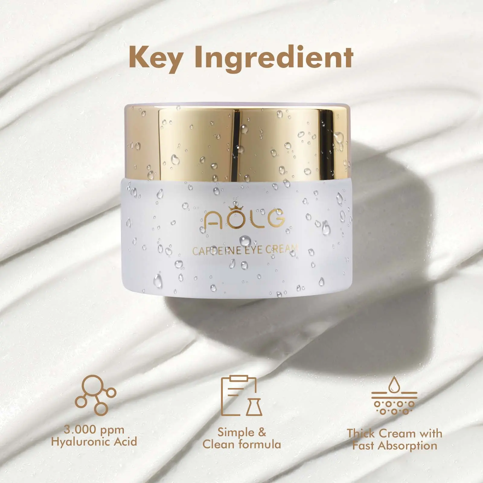 AOLG Caffeine Eye Cream infused with caffeine essence is a clinically proven dark circle-reducing eye cream specially formulated for sensitive eye area skin  reduces wrinkles and fine lines provides antioxidant protection delays skin aging 50g/1.76 oz.
