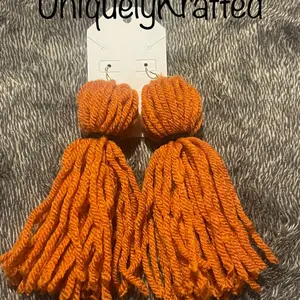 Orange yarn earrings