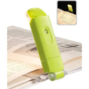 USB Rechargeable Book Reading Light with Clip, LED Clip on Book Light for Reading at Night, Flexible Booklight for Kids, Warm White, Brightness Adjustable for Eye Protection (Green)