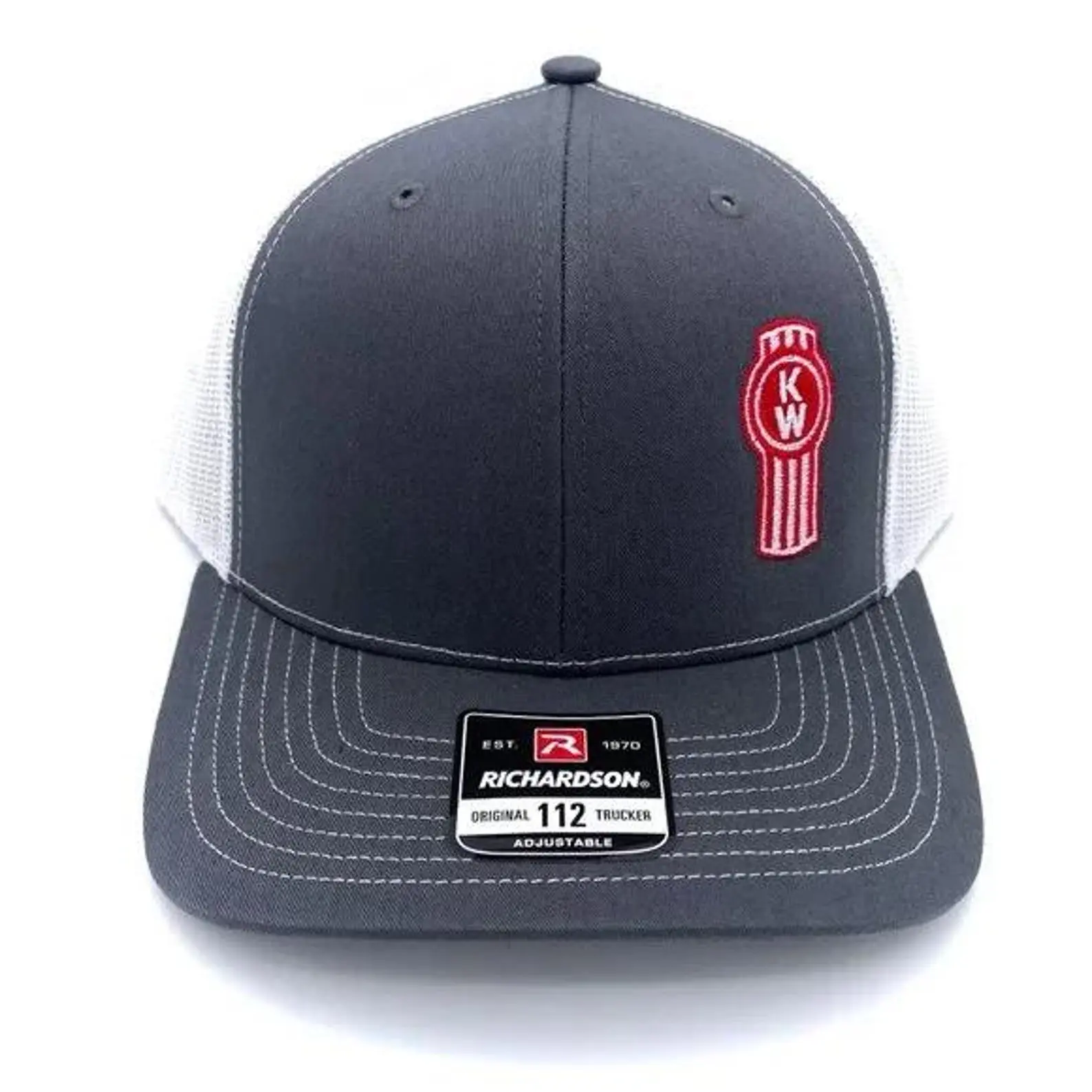 Kenworth Richardson 112 Trucker Hat for Men – Charcoal White Mesh Snapback Cap, Embroidered Logo Baseball Hat, Adjustable Retro Trucker Cap, Classic Outdoor Casual Dad Hat Gift 2026