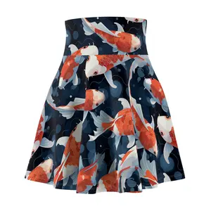 Skater Skirt, Koi Fish Patterned Women's Skirt, Japanese Style Fashion, Fun Skater Skirt, Unique Fish Print Clothing, Cute Pond Fish Flare