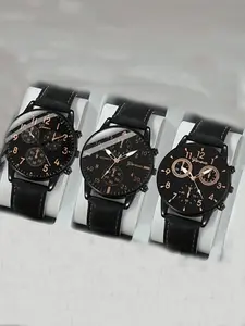 3-piece watch set, men's exquisite versatile watch, fashionable quartz watch, simple temperament watch set, Fashionable Stylish Watch