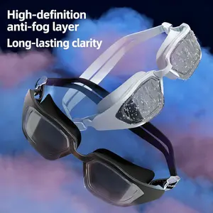 Adult Swim Goggles Set, Waterproof Anti-Fog High Clarity Silicone Swimsuits, Simple Style Pure Color Swimming Gear, Sports Equipment