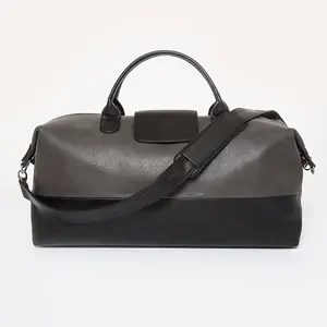 Alpha Leather Duffel Bag - Grey / Black