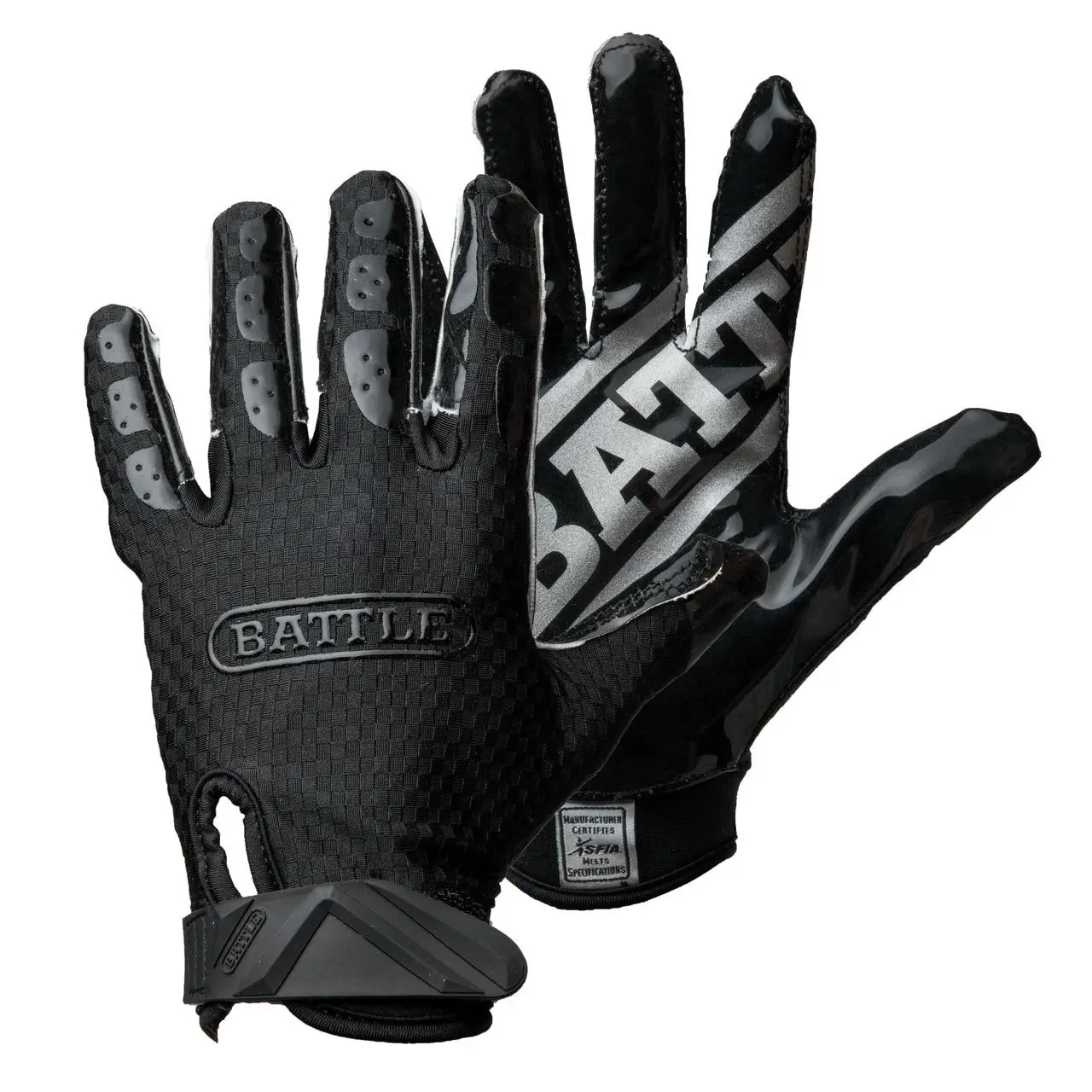 Battle Triple Threat Receiver Football Gloves UltraTack Palm Checker Woven Fabric NCAA NOCSAE Standards 2 Pack