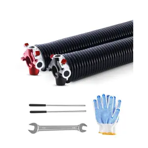 VEVOR Garage Door Torsion Springs, Pair of 0.25x 2x 31 in, 16000 Cycles, Electrophoresis Black Coated for Replacement, Garage Door Springs with Non-Slip Winding Bars, Gloves and Mounting Wrench