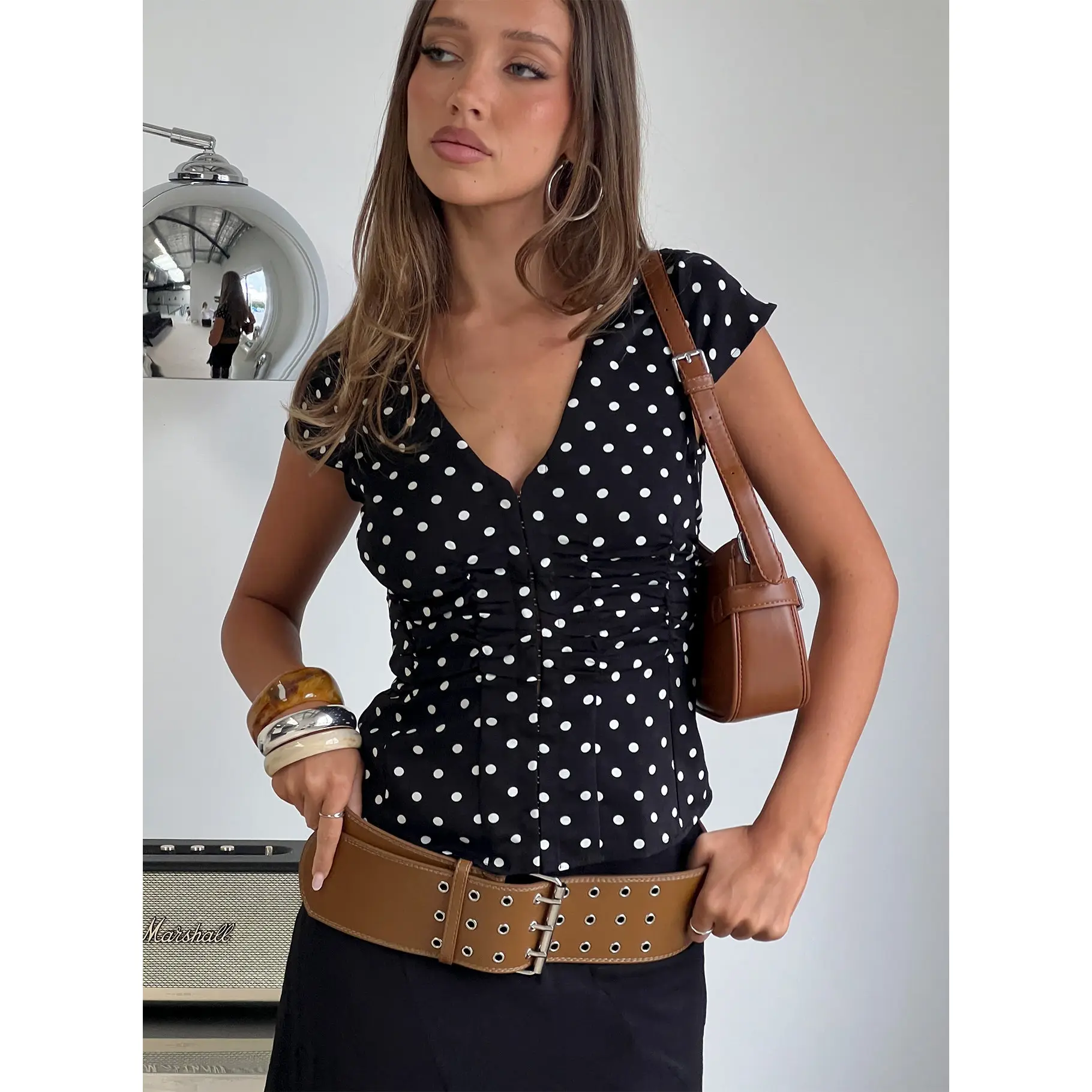 Indulgence Corset Top Black Polka Dot Indulgence Corset Top Black Polka Dot