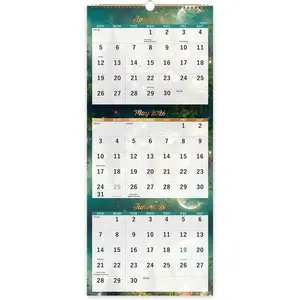 Calendar 2026-2027 - 3 Month Wall Calendar Vertical Display (Folded in a Month), April 2026 - July 2027, 11" x 26", 3 Month Calendar, 2026-2027 Wall Calendar with Thick Paper, To-do & Notes - Green