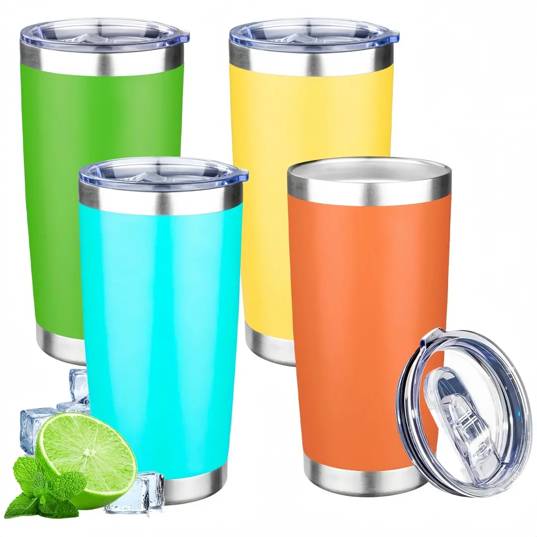 LMMAKE 1PC 20oz Portable Wide Mouth Stainless Steel Vacuum Flask with Lid, Powder-Coated Travel Coffee Bottle, Double-Wall Insulated for Hot & Cold Drinks