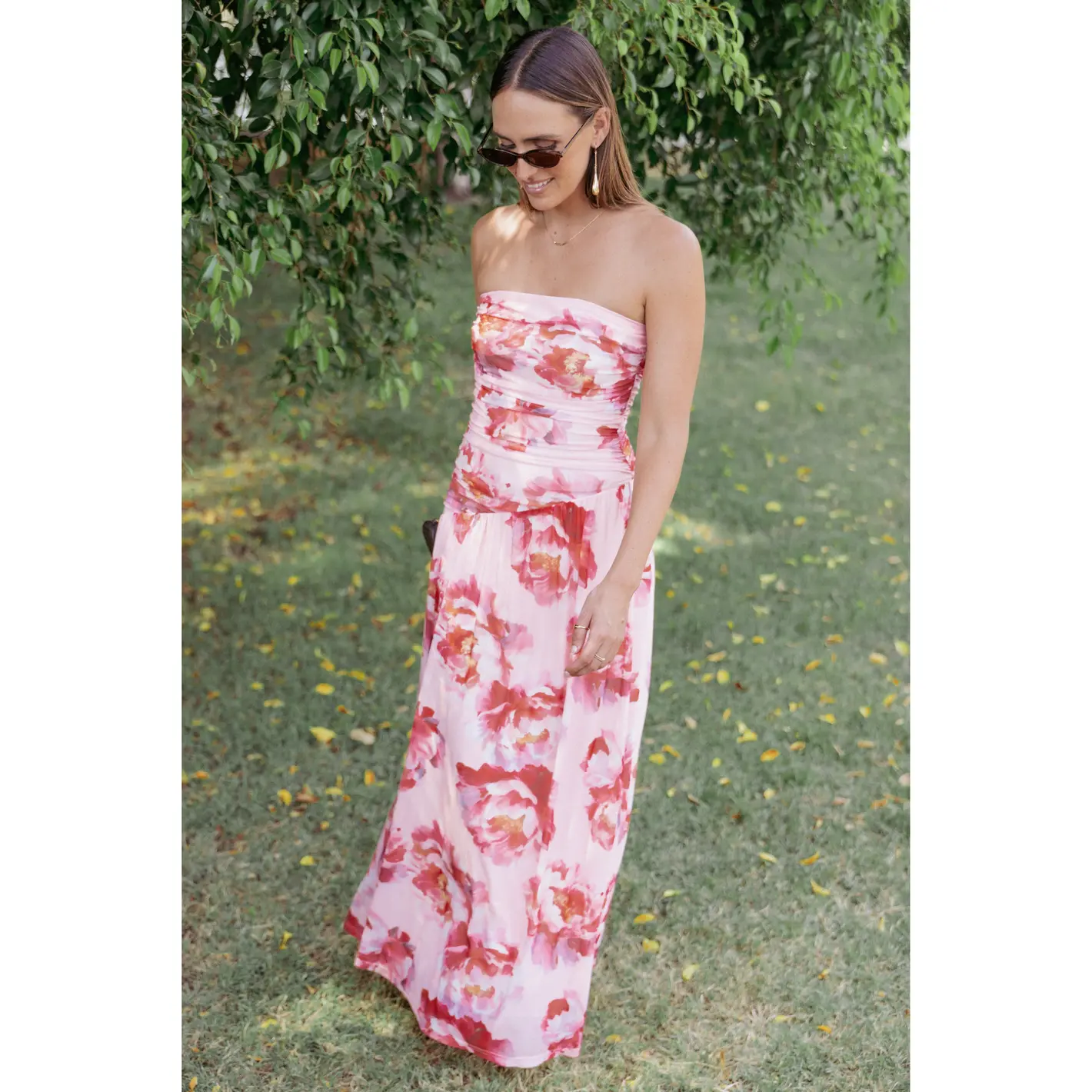 open lace back dress The Caterina Dress in Pink Peony Print 14 / Pink Peony Print