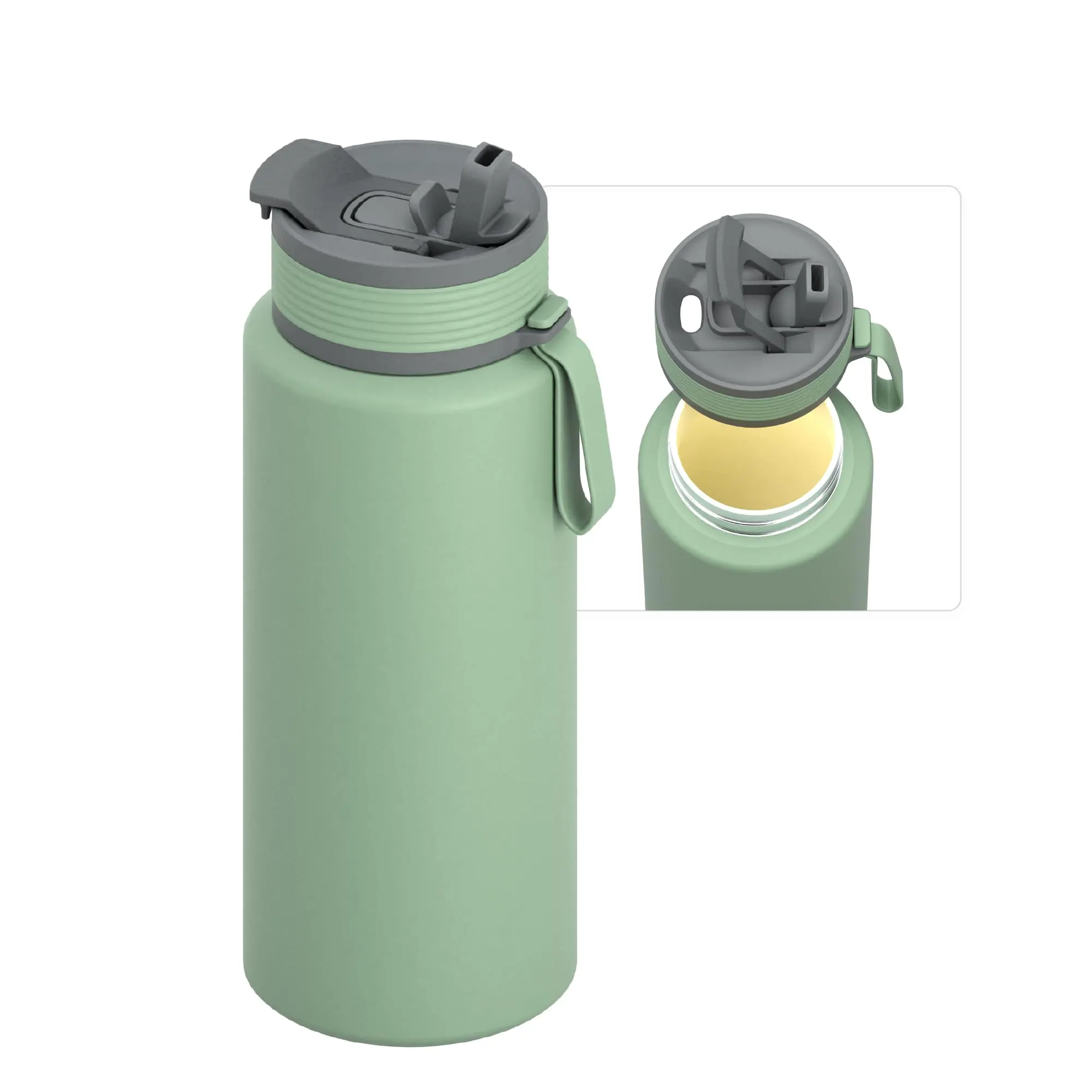 Asobu Boulder Vacuum Flask, 34oz Stainless Steel & Ceramic Drinkware, Dual Function Flip-Open Lid Kitchenware
