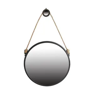 Large Round Hanging Mirror with Jute Rope by Valerie Large Round Hanging Mirror with Jute Rope by Valerie