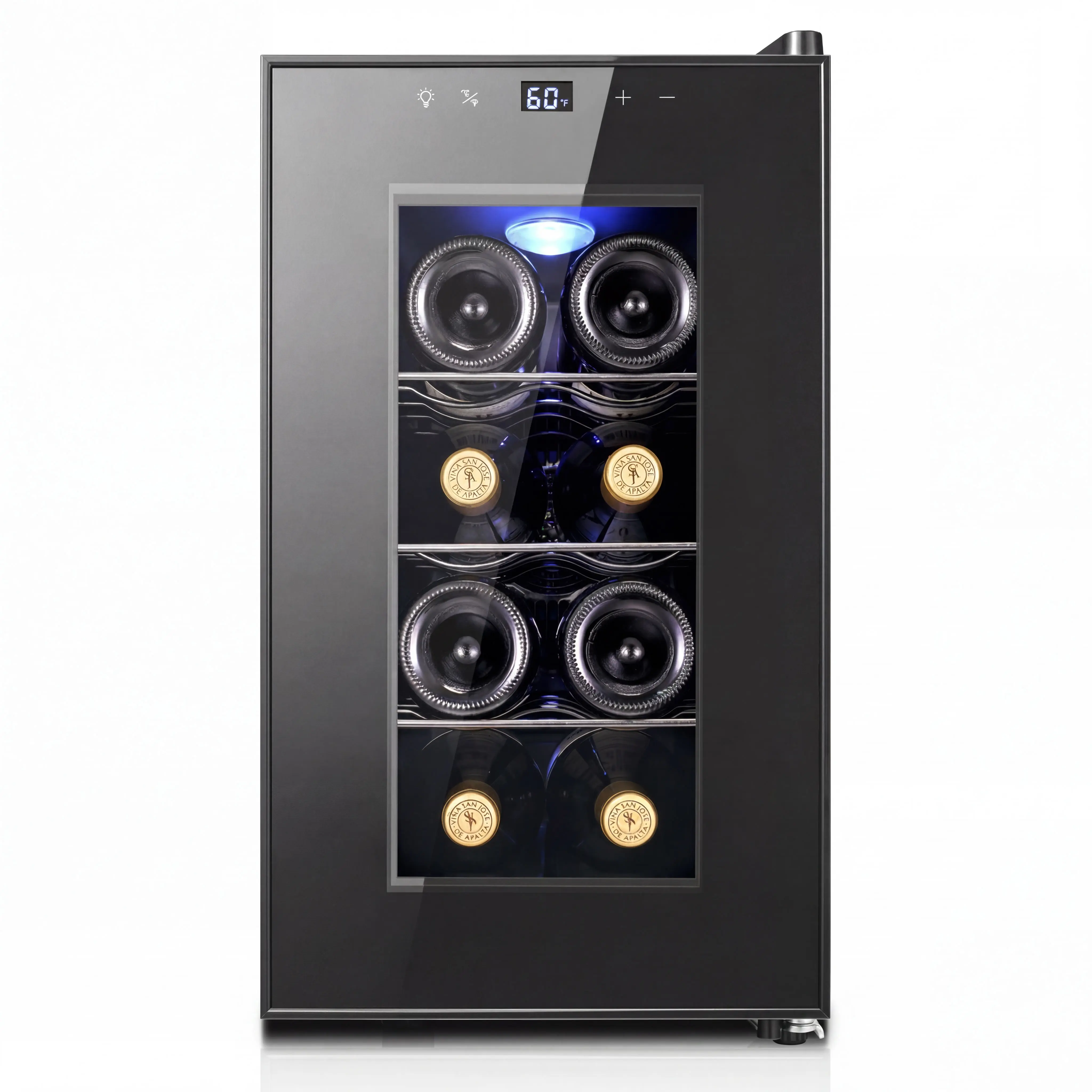 Yeego 6-12 Bottles Wine Refrigerator Cooler, Freestanding Small Mini Wine Cellar, Equipped with Adjustable Shelves, with Digital Temperature Control, Countertop Wine Cooler Suitable for Wine Enthusiasts, Ideal for Office, Bedroom, Black