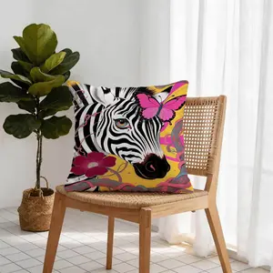 Zebra Floral Pattern Single-Sided Printed Throw Pillow, Soft And Comfortable Design, Perfect For Sofa And Bed, Ideal Gift For Relaxing Moments