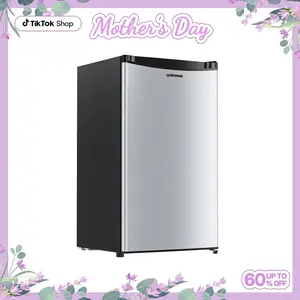 Upstreman mini fridges 3.2 Cu.Ft with Freezer Compact Single-Door Fridge for Dorm Office Bedroom BR321 Adjustable Temperature Thermostat Energy Efficient Quiet Operation Stainless Fridge  brands Small pantry drink fridge skincare fridge tiktokshopspringgl