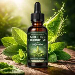 CellJuvMax Mullein Leaf & Chlorophyll Liquid Herbal Drops 30 Servings Plant-Based Respiratory Support Formula with Botanical Extracts for Daily Wellness Vitamin Healthcare Supplement - Fitness