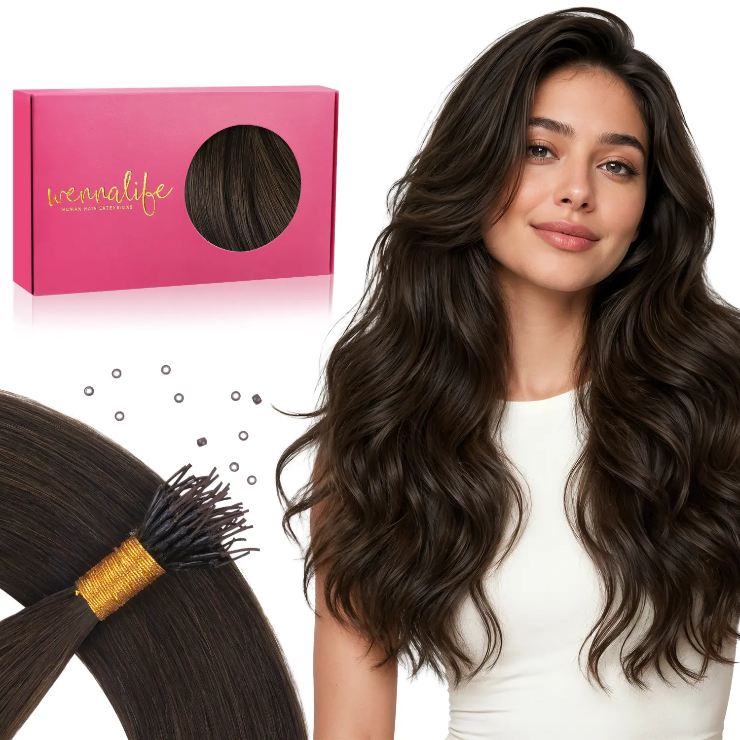 WENNALIFE Sofgrip Nano Pro Hair Extensions 14-24inch 50g Remy Hair Seamless and Invisible Real Human Hair From Black to Blonde & Balayage Shades De Cabello