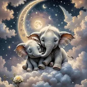 Elephant Pattern DIY Diamond Arts Colorful Painting Kit without Frame, DIY 5D Diamond Arts Colorful Painting for Bedroom Home Wall Decor