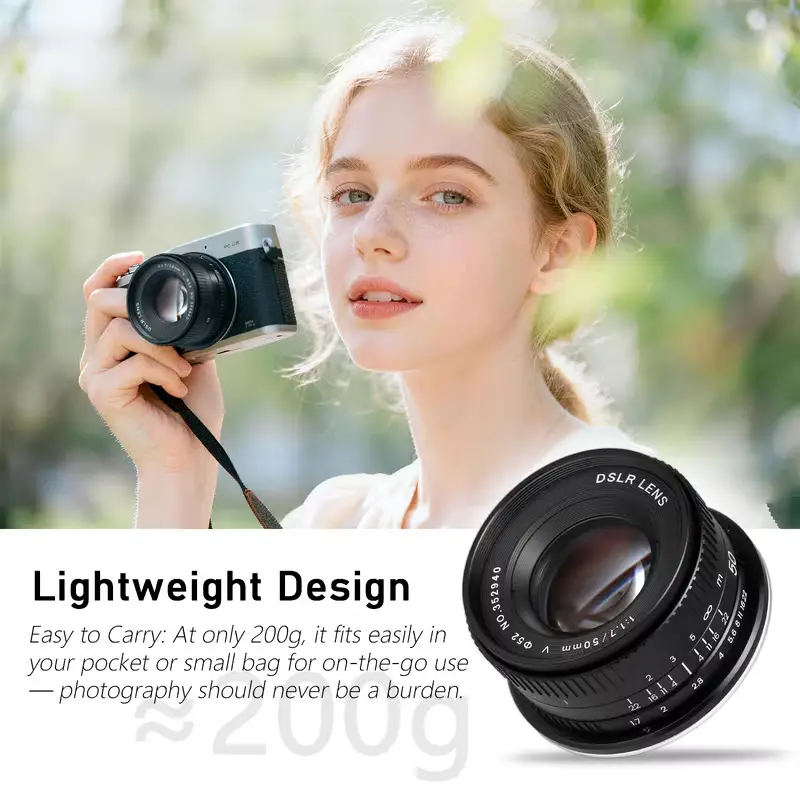 50mm F1.7 Full Frame Manual Focus Prime Lens - Large Aperture Camera Lens, Multi-Layer Coated Optical Glass, Portrait Lens, Compatible with Canon EF, Nikon F Mounts for Photography Enthusiasts, Large Aperture Camera Lenses, 50Mm Lens, Prime Lens Camera Le