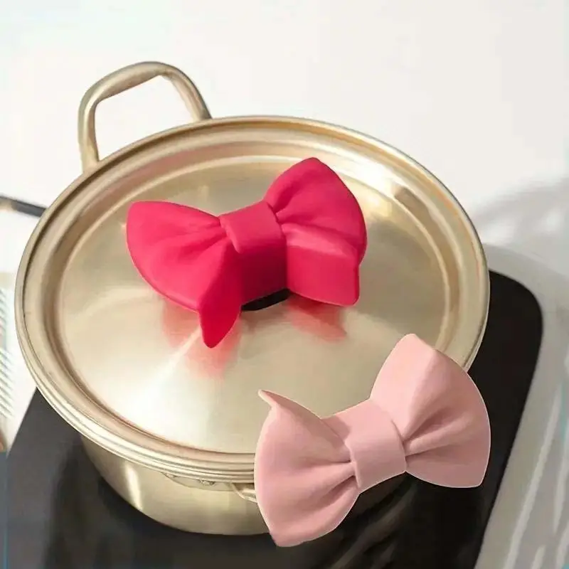 Silicone Bowknot Design Oven Mitts, 2 Counts Lovely Non-slip Heat Resistant Oven Gloves, Kitchen Accessories for Cooking Baking Barbecue