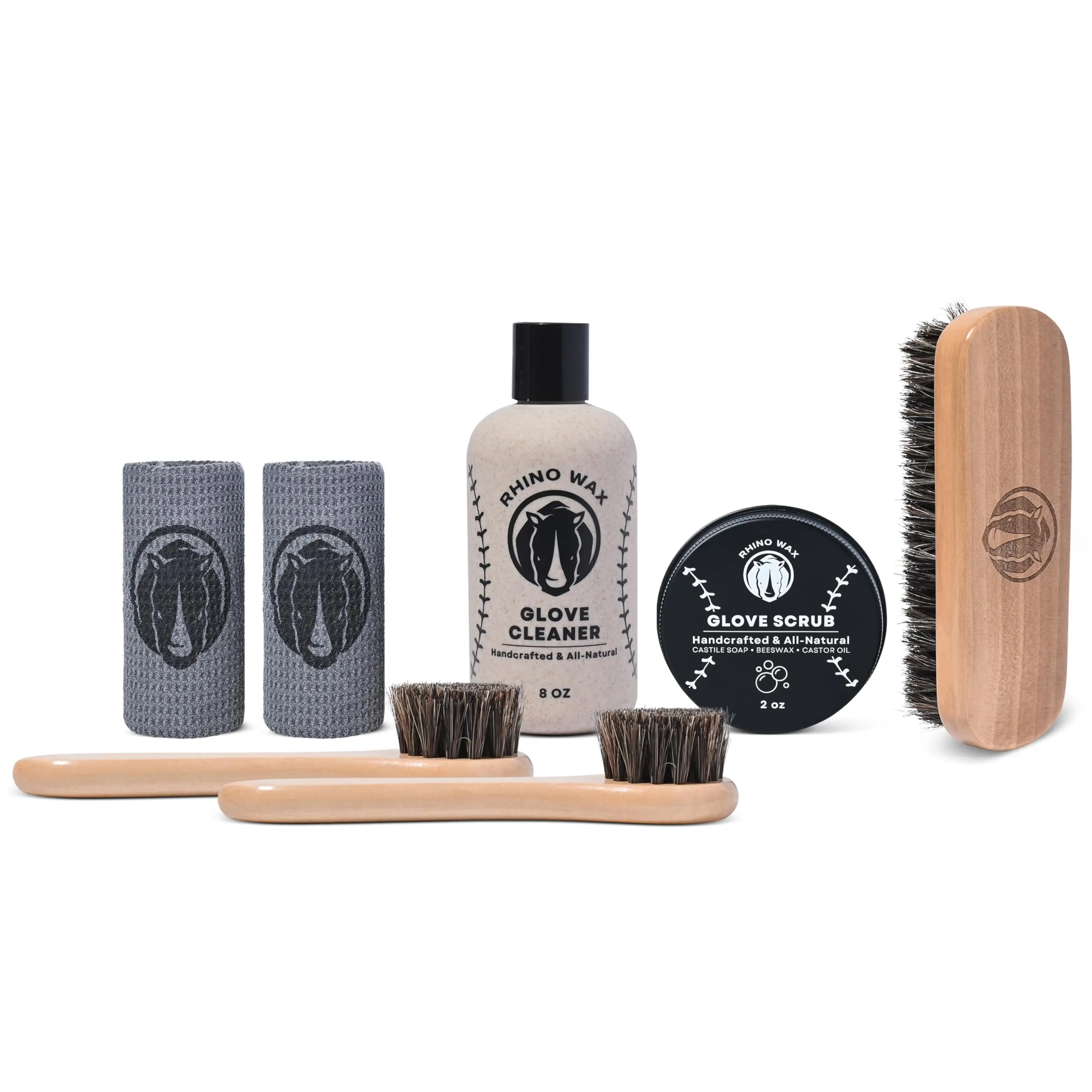 Rhino Wax - Baseball Glove Complete Cleaning Kit - Glove Scrub for Deep Cleaning + Glove Cleaner for Gentle Routine Maintenance