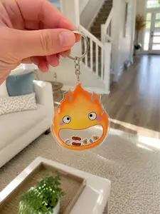 Calcifer Keychain, Howls Moving Castle, Acrylic Keychain, Anime, Studio Ghibli