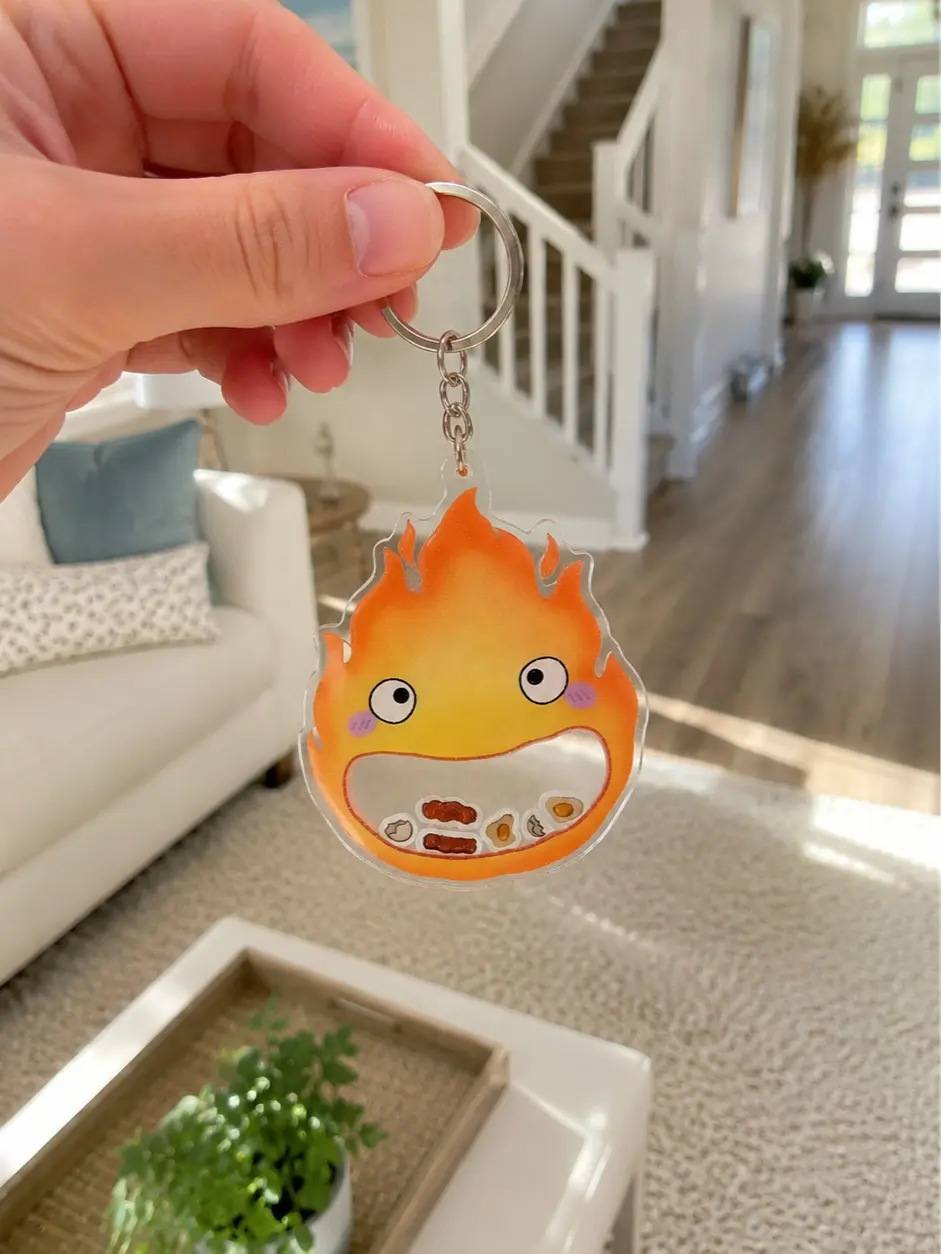 Calcifer Keychain, Howls Moving Castle, Acrylic Keychain, Anime, Studio Ghibli