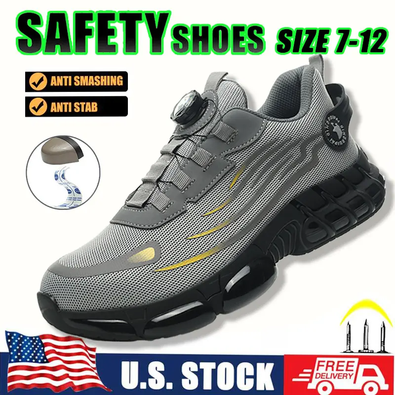 Mens All Seasons Comfort Work Sneakers Anti Slip Steel Toe