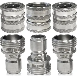3/4 " Stainless Steel Garden Hose Quick Connect Fittings | Plug & Coupler Set of 3