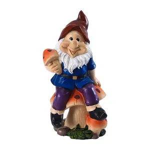 Garden Gnome with Mushroom Resin Fairy Garden Decor Outdoor Yard Decor Birthday Christmas Gift for Garden Lovers Home Decor Unique Gift Idea for Family Friends Festive Outdoor Ornament