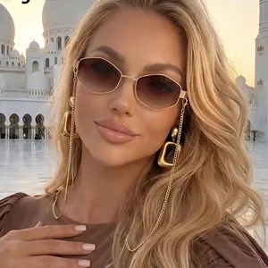 Sexy Small Frame Hexagon Sunglasses Women With Chain 2026 Luxury Brand Designer Punk Sun Glasses For Ladies Shades Gafas De Sol