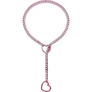 Slip Chain  For Women, Black Heart O-Ring, Cuban Long  Jewelry, Lariat Y- Necklace