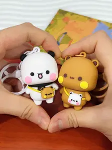 Cute Panda & Bear Silicone Keychain, Perfect for Christmas, Thanksgiving, Mother's Day, New Year, Car Keys, Couples, Party Gifts, Keychain Kawaii
