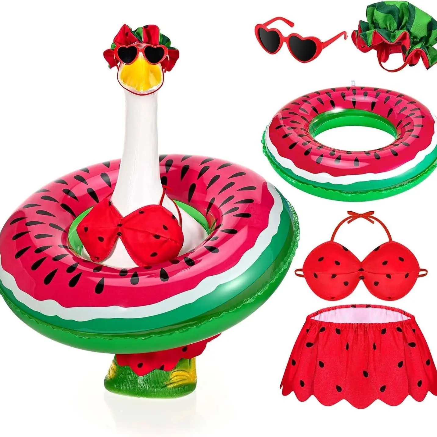 Hawaiian porch goose outfit, summer DIY toy, bikini swimsuit outfit suitable for 23" goose statue. Goggles Play