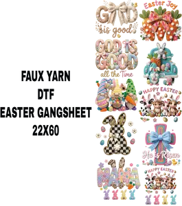 Faux Yarn Easter DTF Gansheet for shirtmaking