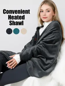 Multi-Color USB Portable Heated Shawl, Wearable Heated Blanket, 7 Zone Temperature Control Ultra Soft Flannel Design, Unisex Home & Office Use