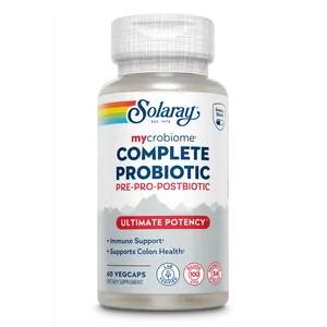 Solaray "Ultimate Potency" Mycrobiome Complete Formula 3-in-1 Probiotic  (Pre+Pro+Post)- 100 Billion CFU Triple Action Formula with Prebiotics & Postbiotics for Immune & Colon Support 60 VegCaps - Healthcare
