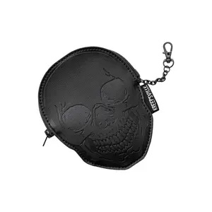 Embossed Skull Zip Wallet ID Case