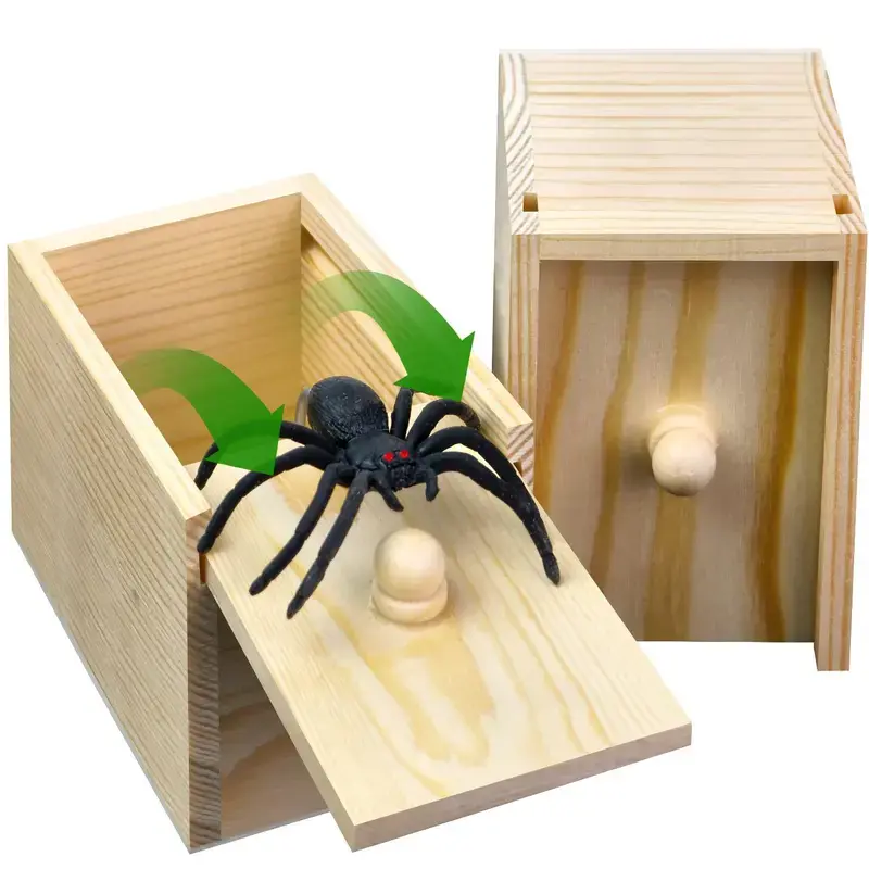 Durable Wooden Spider Prank Box, 1 Piece Handcrafted Money Surprise Box, Novelty & Gag Toy for Adults, Prank Gifts, Holiday Gift, Birthday Gift