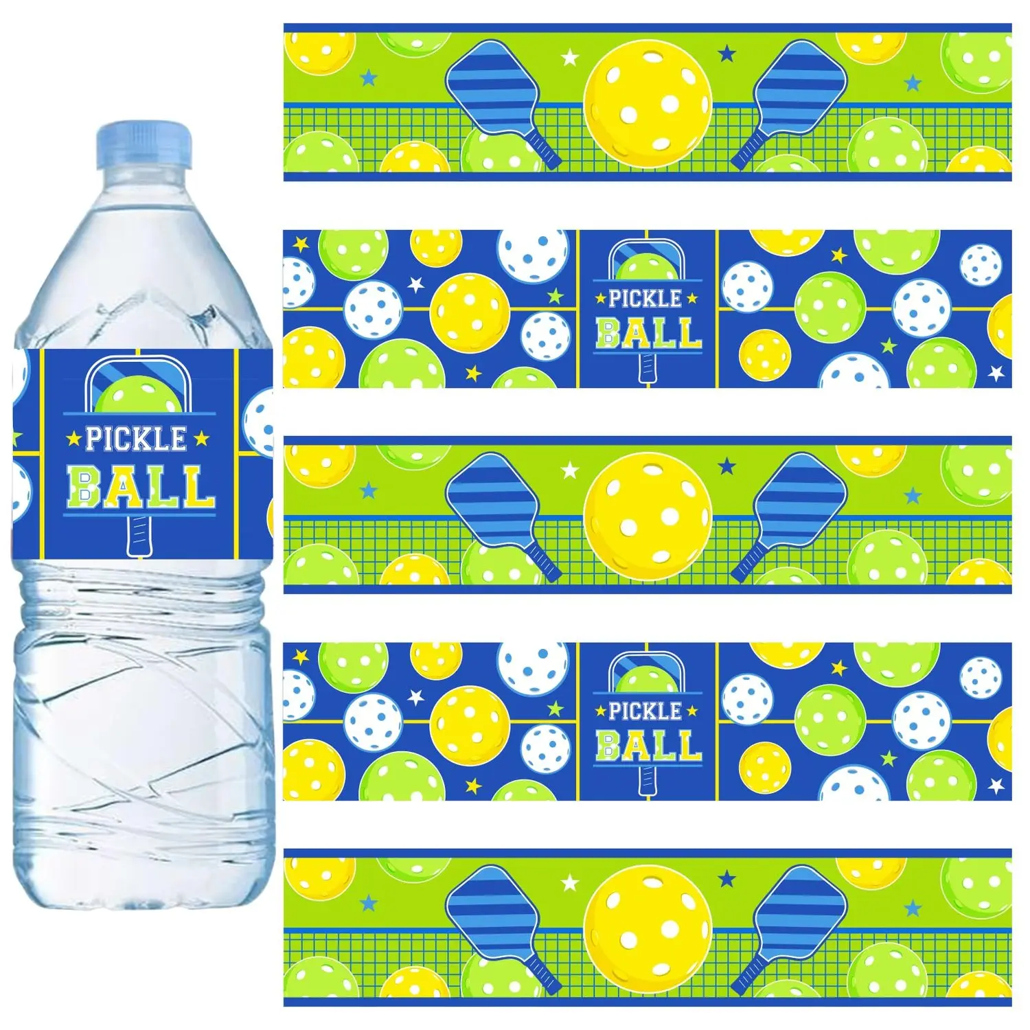 1Set Pickleball Party Decorations 28 Pcs Pickleball Water Label Pickleball Player Party Supplies Pickle Water Bottle Warp Stickers Sports Theme Party Decorations for Baby Shower Kids Brithday