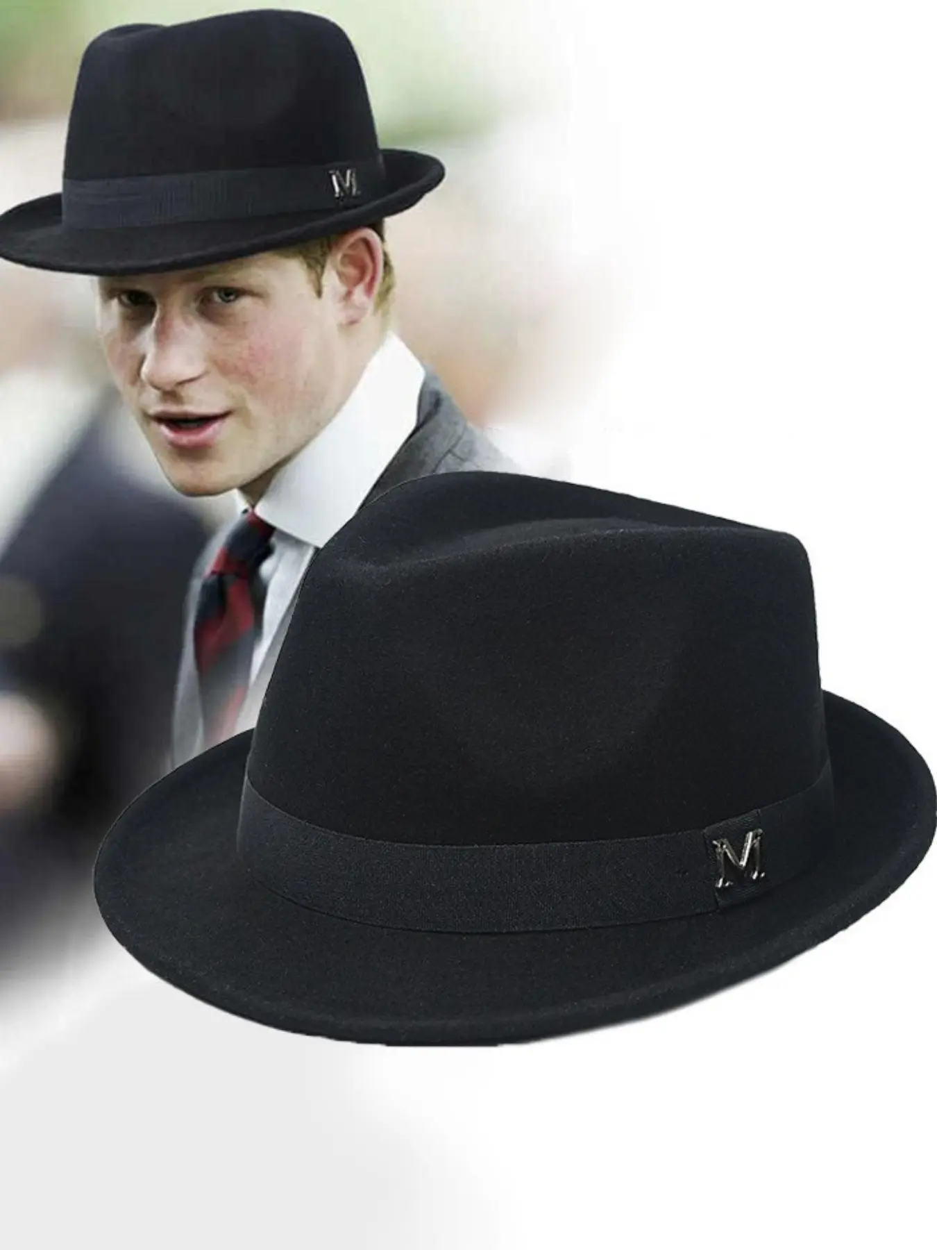 Men's Winter Hat, Wool Blend Fedora, Warm Vintage Appeal Classic British Style, Western Cowboy Hat, Cowboy Influence, Jazz Hat, Fall & Winter Accessories, Versatile Wear, Warmth Retention