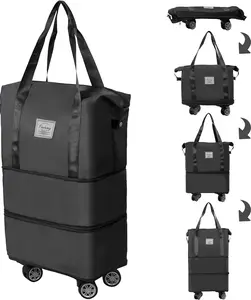 Travel Rolling Duffel Bag with Hospital Bag, Mummy Bag, Removable Wheels,Expandable and Foldable Carry-On Luggage for Trip with Wheels,Lightweighted travel bag