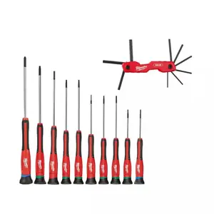 Milwaukee 9-Key SAE Folding Hex Key Set with Precision Screwdriver All-Metal Cores 4X Stronger Extended Reach & 270° Rotation for Easy Access