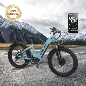 [SMLRO  MN-6] 6000W Dual Motor Electric Mountain Bike 52V 23AH Full Suspension Front Shock Absorption, Shimano 7-Speed,UL2849 Certified Off-Road Fat Tire Durable Lithium Battery 26" fat tires ebike electric bikes for adults