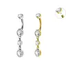 Oufer 14G Implant Grade Titanium Internally Threaded Dangle CZ Gems Belly Button Ring Belly Piercing Jewelry Navel Piercing