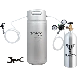 KOMOS® Homebrew Kegging Kit | Ball Lock Keg | Torpedo Keg | Premium Dual Gauge Regulator | Easy Push Connect Fittings